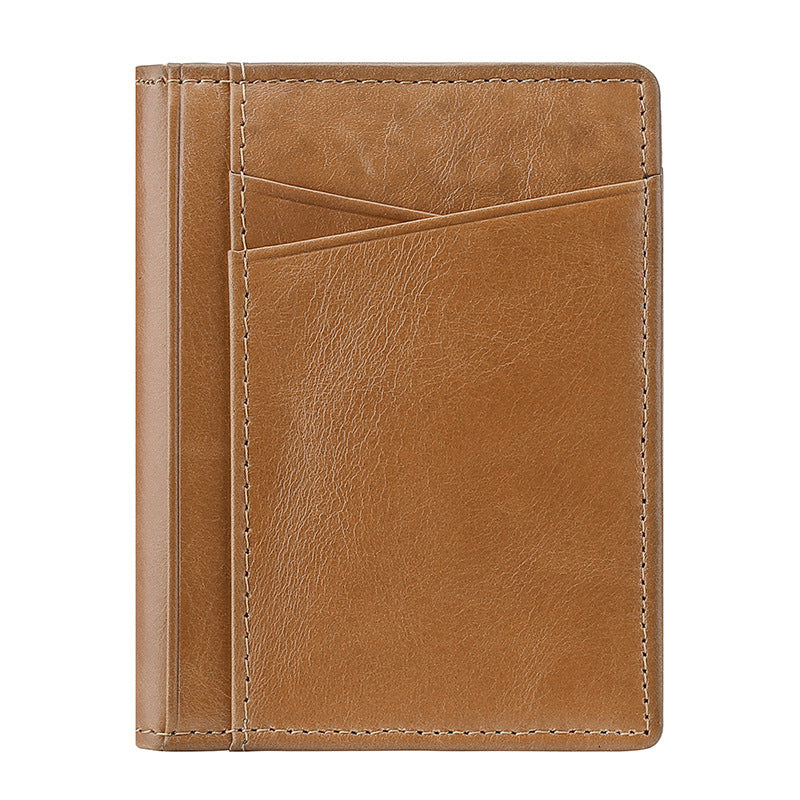Oil Wax Cattlehide Multiple Slots Genuine Leather Card Holder