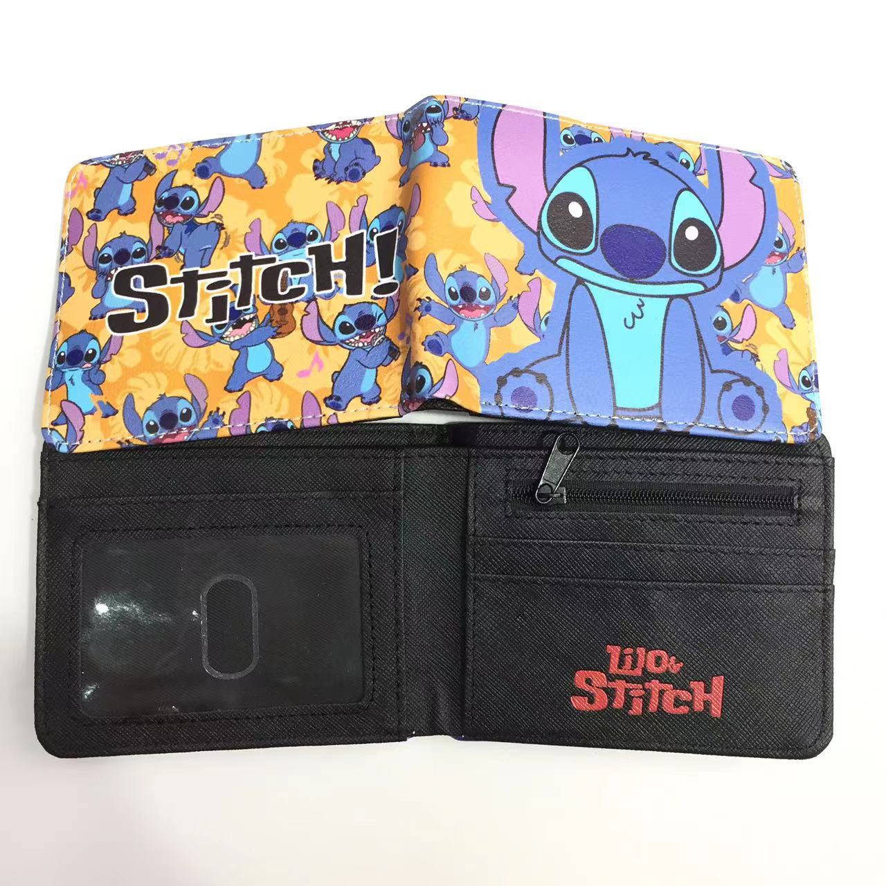 Cute Cartoon Stitch Short Anime Blue Long Ears Coin Purses