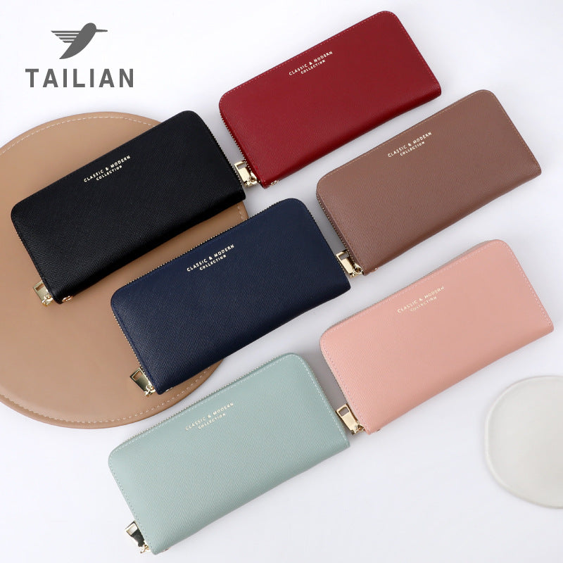 Women's Fashionable Long Cross Pattern Zip Clutch Ladies Wallets