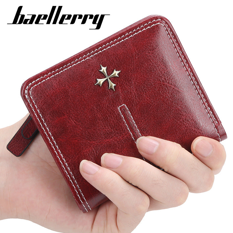 Women's Short Chic Multiple Slots Two-fold Zipper Buckle