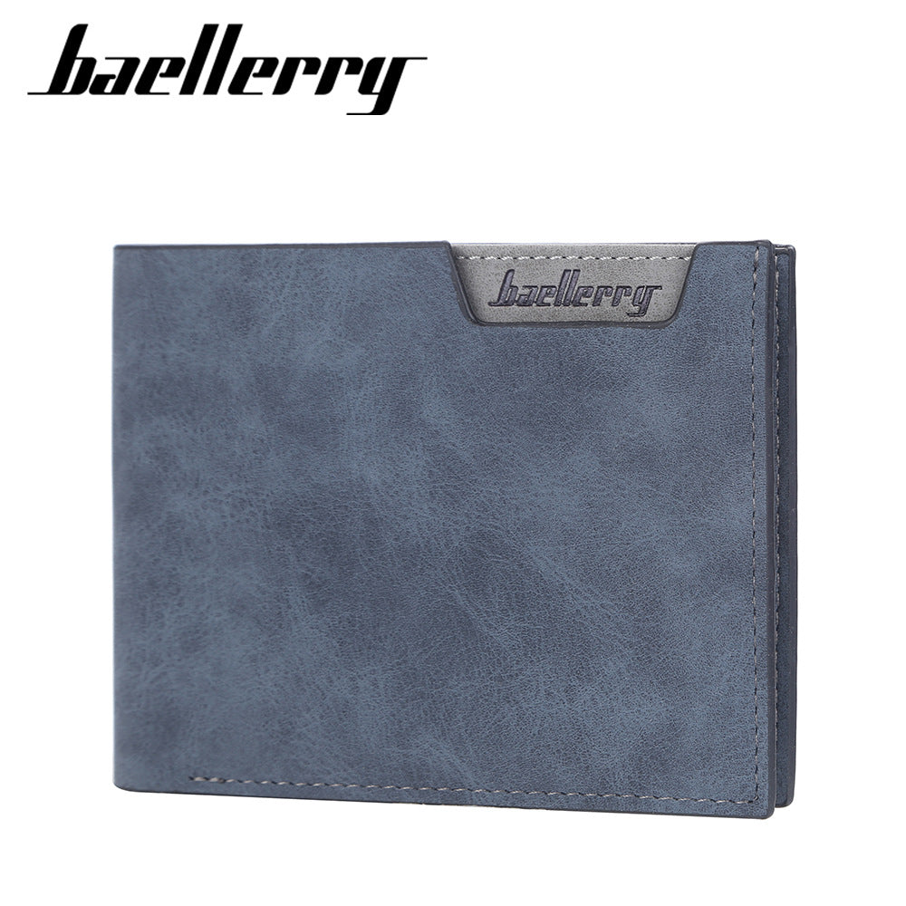 Men's Short Multiple Slots Open Matte Leather Men's Wallets