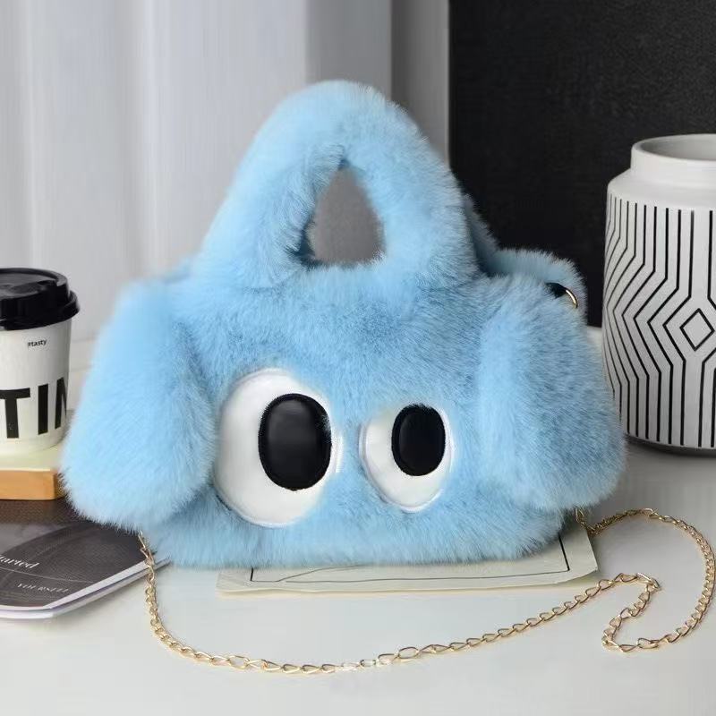 Children's Big Eye Dog Plush Chain Imitate Rex Rabbit Tote Bags