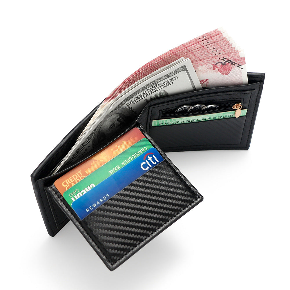 Men's Short Simple Carbon Fiber Large Capacity Men's Wallet