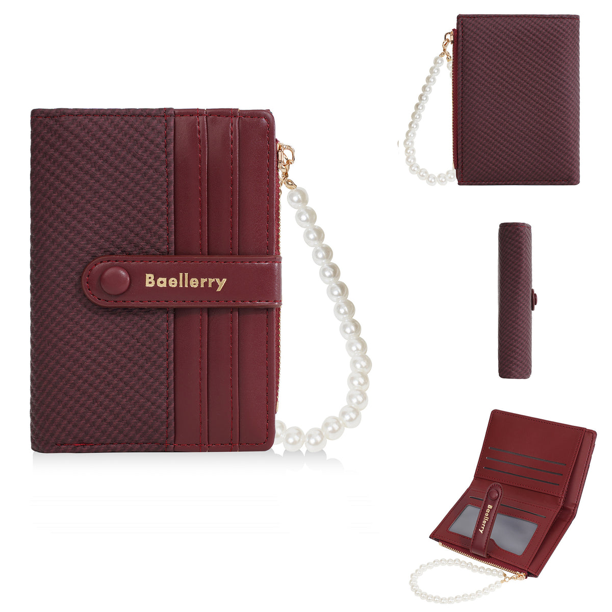 Women's Short Style Multiple Slots Pearl Bracelet Ladies Wallet