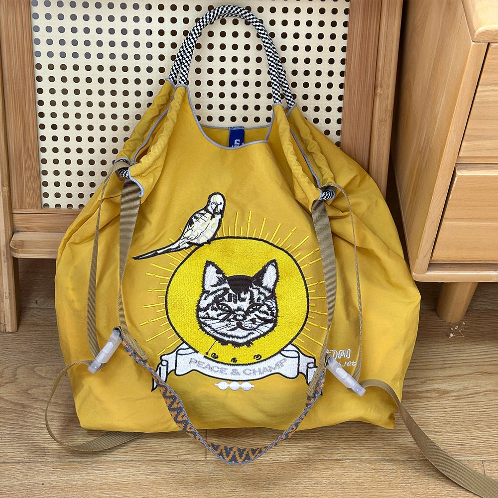 Nylon Embroidered Fashion Niche Large Capacity Women's Shoulder Bag