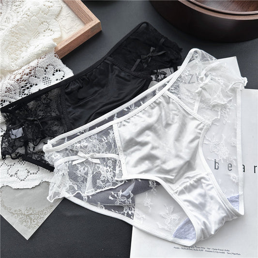 Women's Smile Look Bright Surface Ice Silk Lace Panties