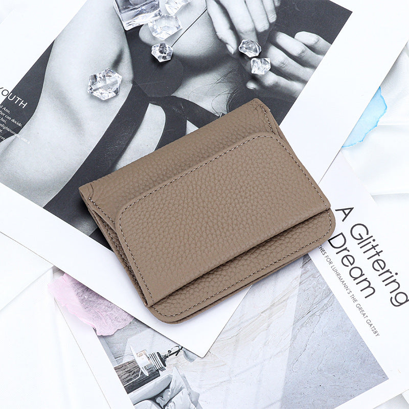 Women's Cowhide Style Short Big Litchi Pattern Ladies Wallet