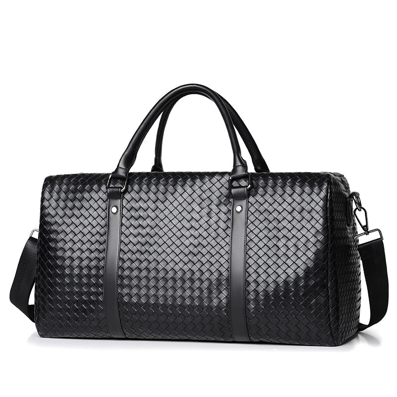Men's Large Capacity Short-distance Plaid Woven Travel Bags