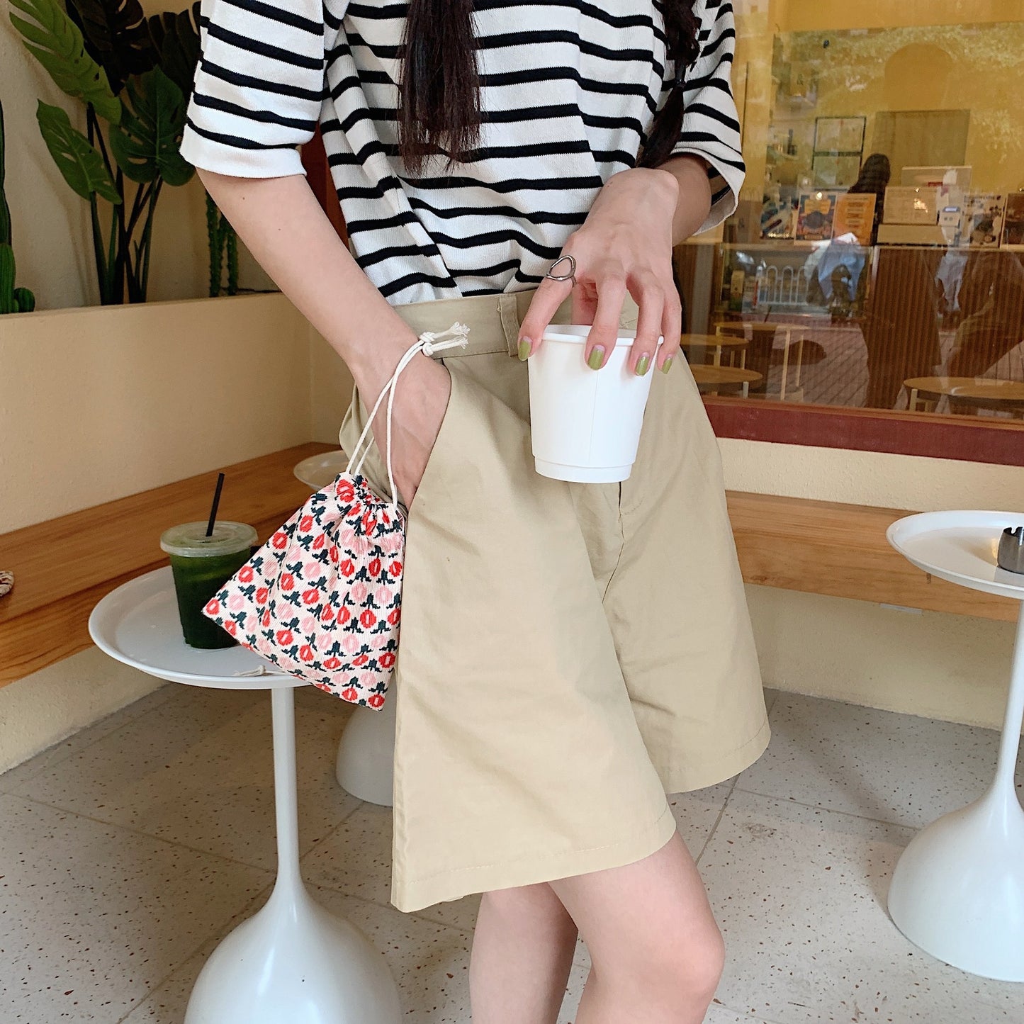 Drawstring Pocket Cute Cloth Female Organizing Bags