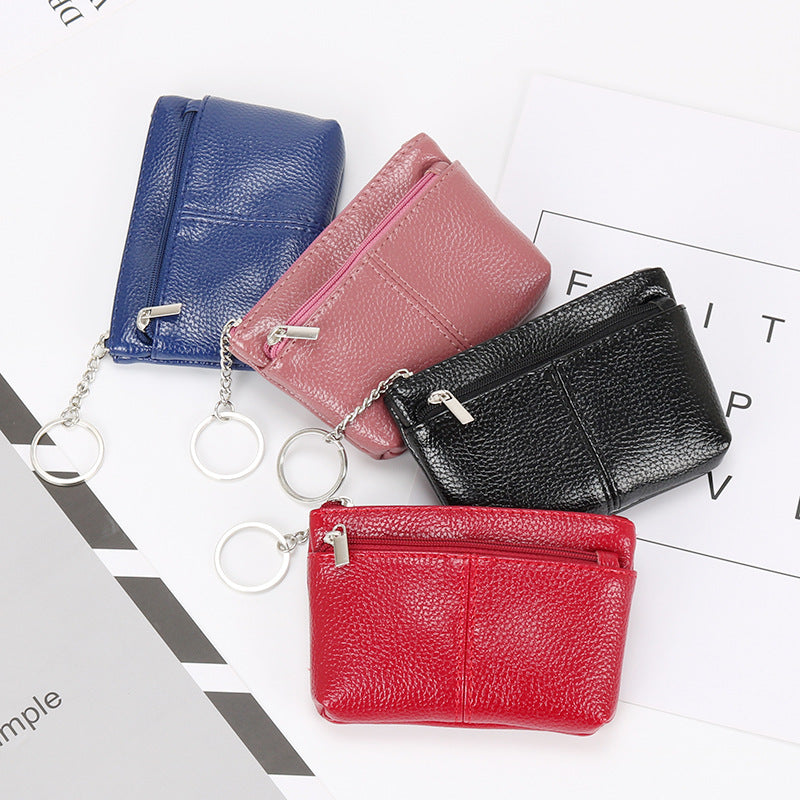 Women's Authentic Leather Tactile Feel Short Zip Coin Purses