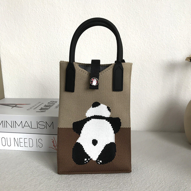 Panda Mobile Knit Personal Leisure Texture Handbags