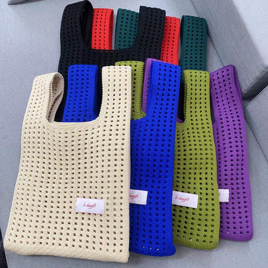 Women's Hollow Knitted Niche Personality Open Handbags