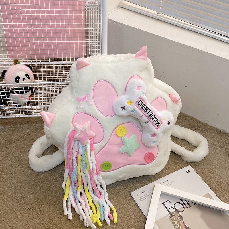 Cute Tassel Cat's Paw Niche Large Backpacks