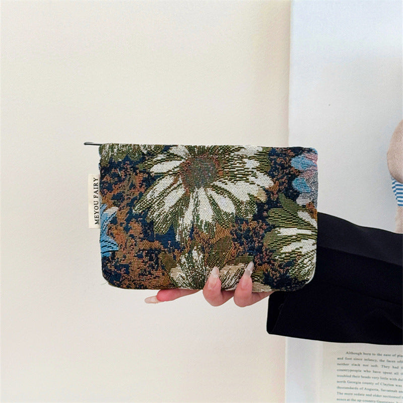 Oil Painting Style Flower Simple Portable Mobile Walking Clutch Good-looking Bags