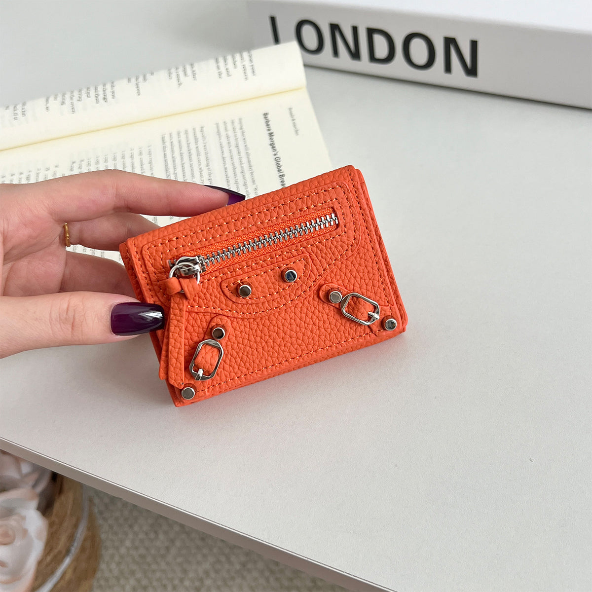 Women's Genuine Leather Short Full Compact Mini Fashion Motorcycle Ladies Wallet