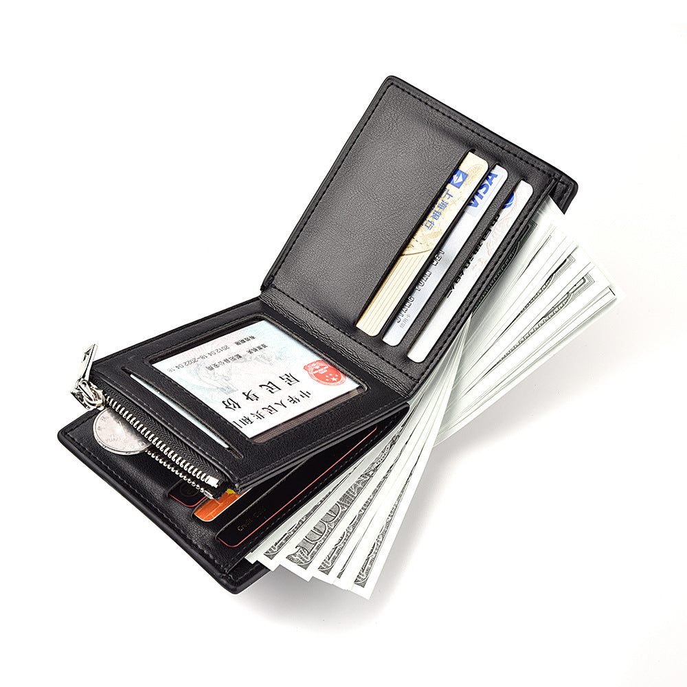 Men's Short Horizontal Zipper Personality Business Male Men's Wallets