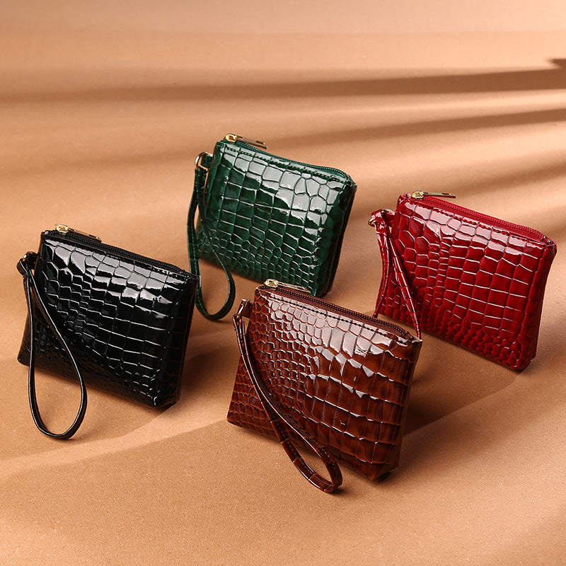 Women's Pattern Mini Zipper Solid Color Clutch Purses