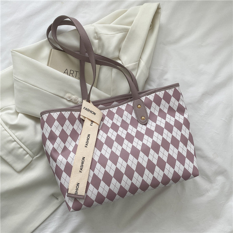 Women's Textured Plaid Korean Fashion Personalized Women's Shoulder Bag