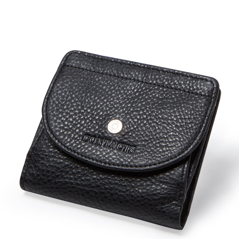 Women's Black Angel Fashion Top Layer Cowhide Card Holder