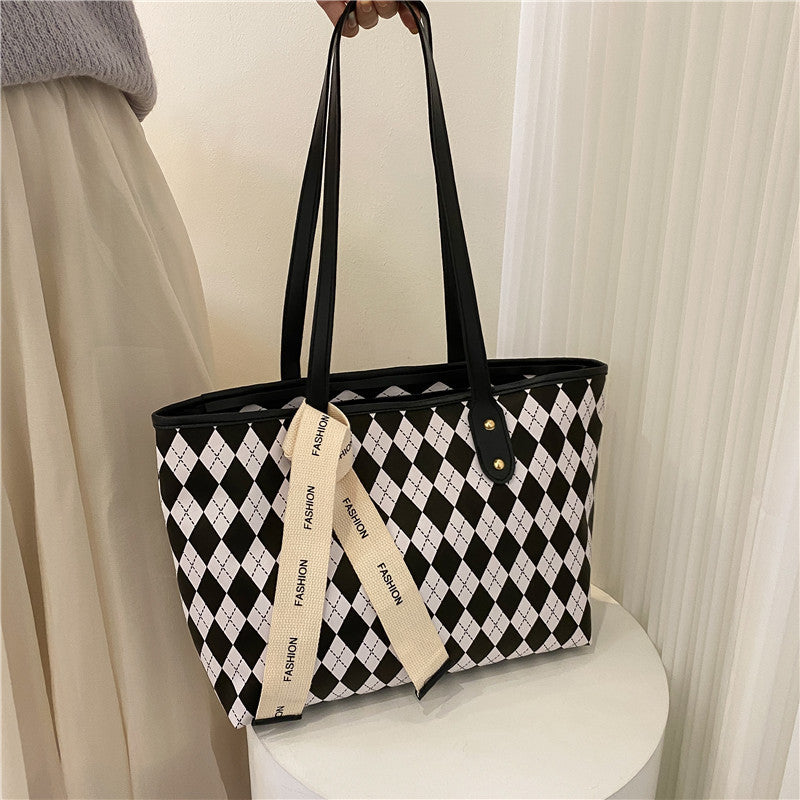 Women's Textured Plaid Korean Fashion Personalized Women's Shoulder Bag