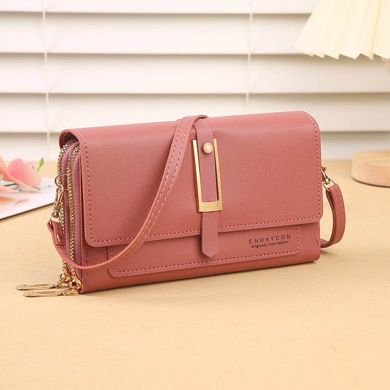 Women's Korean Stylish Versatile Zipper Solid Color Shoulder Bags