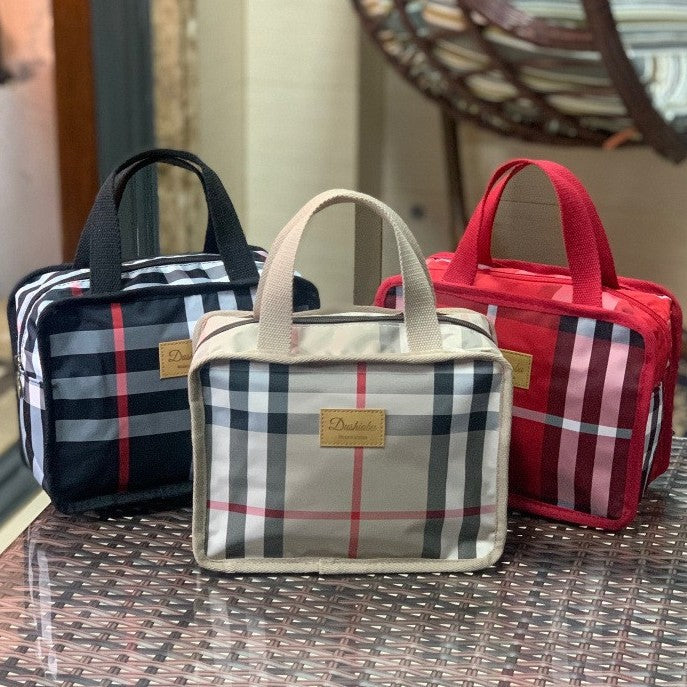 Women's Plaid Lunch Box Mom Hand Carrying Snack Cosmetic Bags