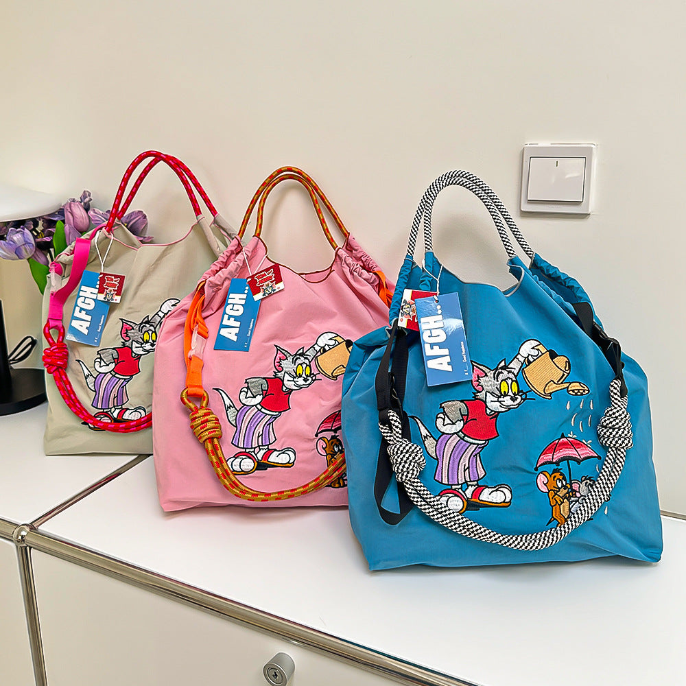 Authorized Embroidered Shopping Female Cartoon Fashion Portable Shoulder Bags