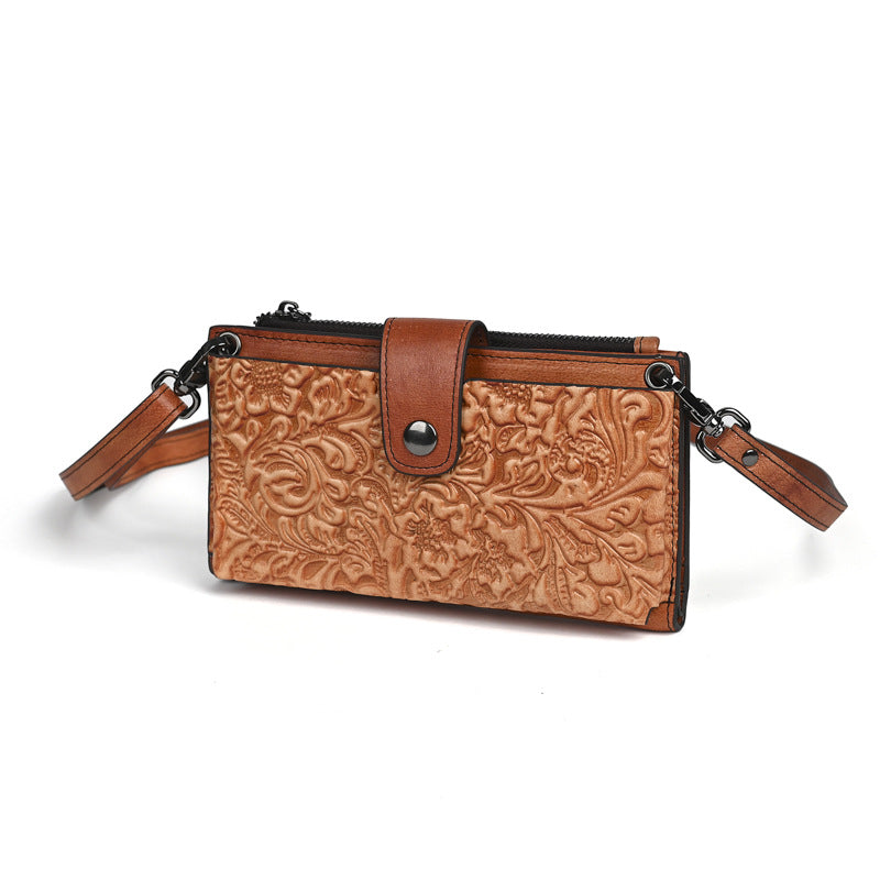 Women's Retro Long Top Layer Leather Creative Women's Messenger Bag