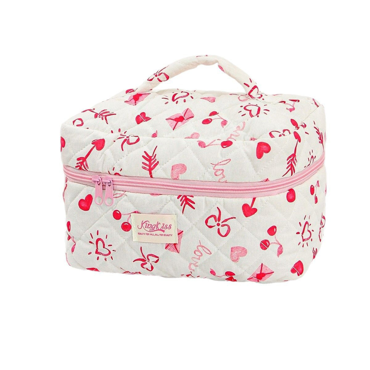 Love Heart Bow Portable Large Capacity Makeup Bag