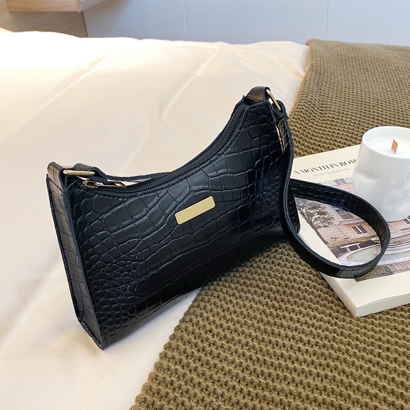 Women's Crocodile Pattern Underarm Korean Style Minority Shoulder Bags