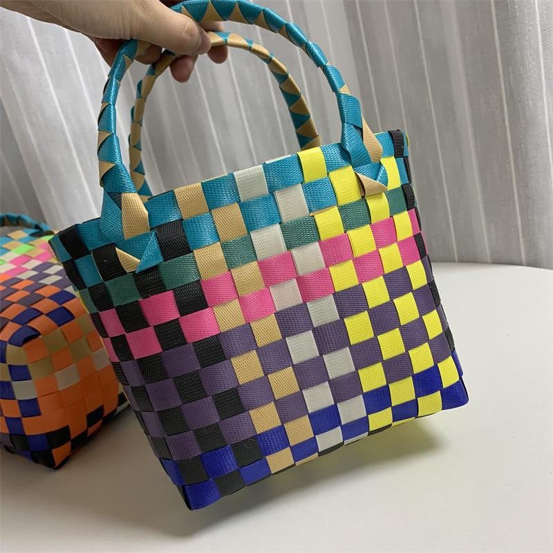 Women's & Children's & Woven Vegetable Basket Beach Colorful Handbags