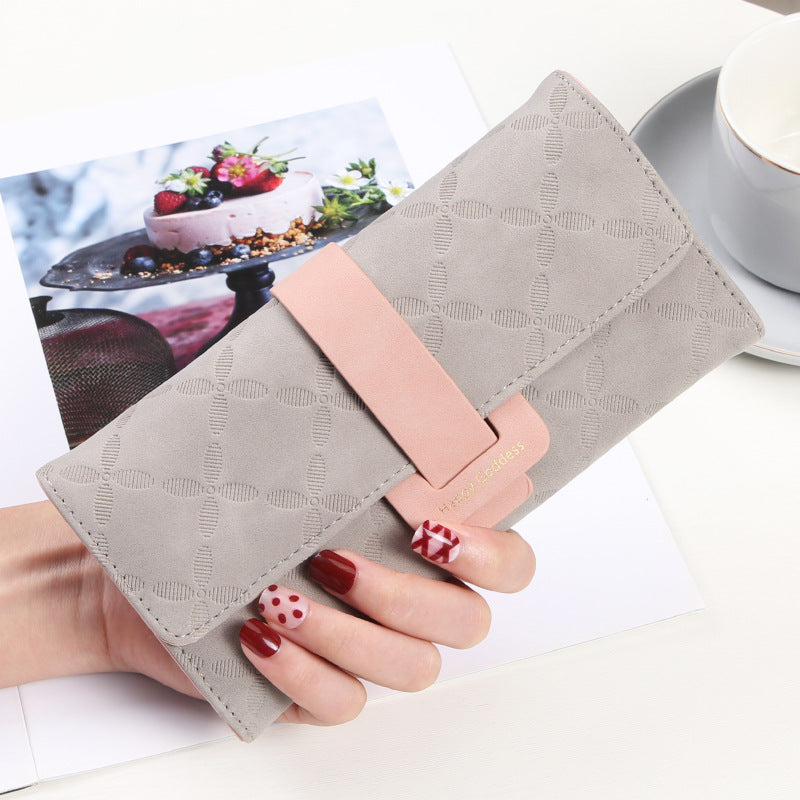 Women's Long Embossed Simple Multi Clutch Ladies Wallet
