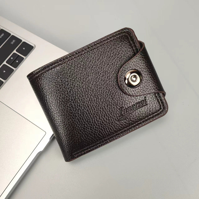 Men's With Zip Soft Leather Horizontal Large Men's Wallets