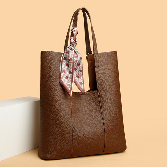 Women's Large Capacity Lychee Pattern Commuter Portable Shoulder Bags