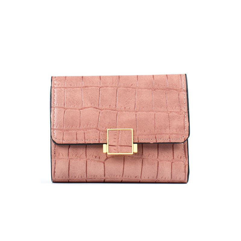 Women's Short Solid Color Bright Leather Crocodile Pattern Series Ladies Wallets