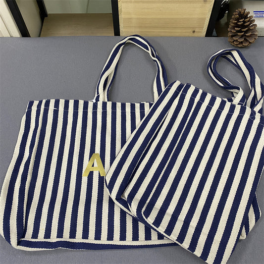 Creative Vertical Stripe Shopping Unisex Canvas Handbags