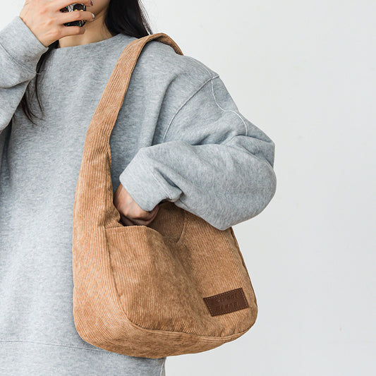 Women's Corduroy Cloth For College Large Capacity Shoulder Bags