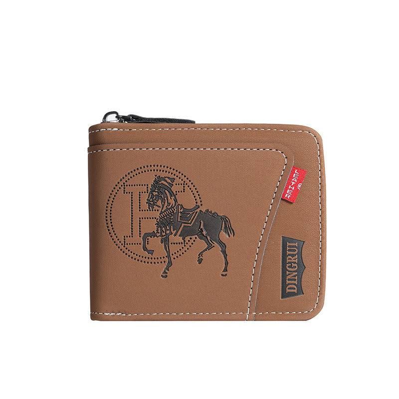 Men's Chain Retro Style Horizontal Zipper Fashion Short Men's Wallet