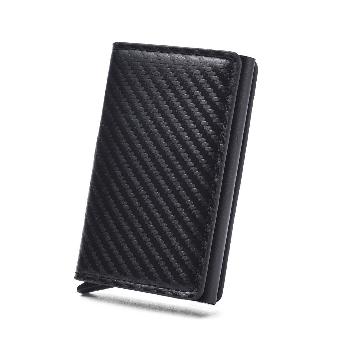 Men's Fiber Pattern Aluminum Alloy Automatic Clip Men's Wallet