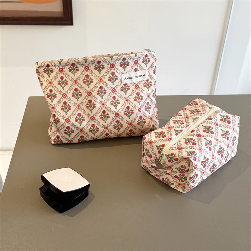 Flower Printing Pillow Floral Pencil Good-looking Large Capacity Makeup Bag