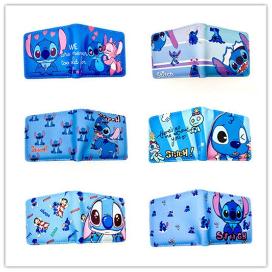 Cute Cartoon Stitch Short Anime Blue Long Ears Coin Purses