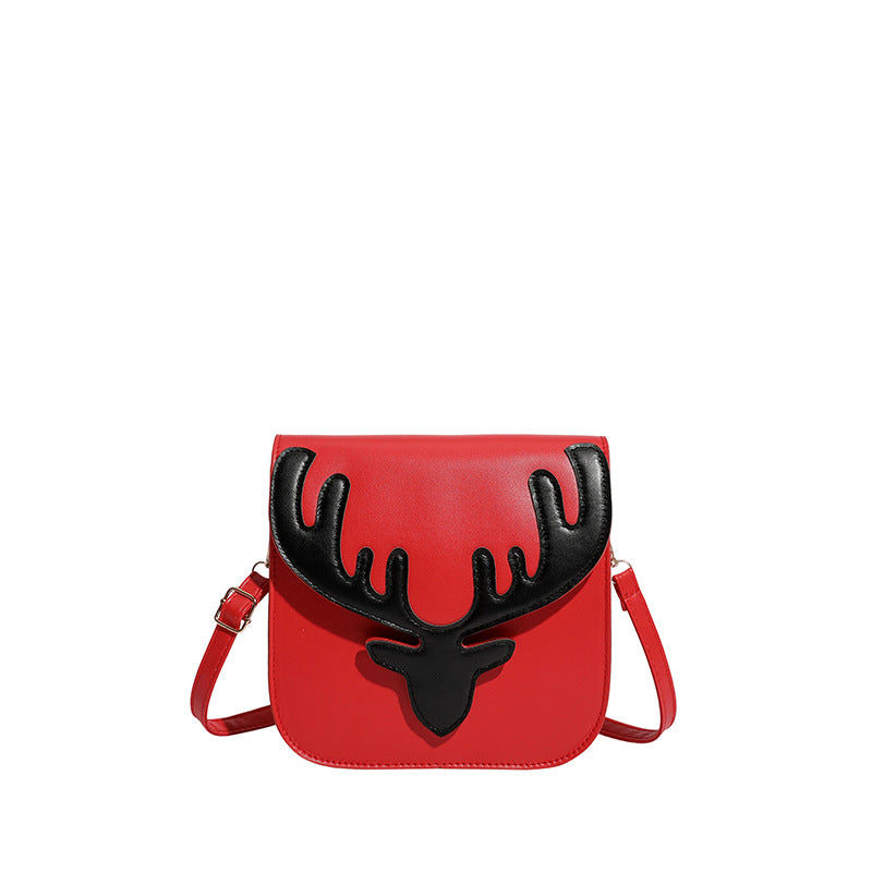 Women's Christmas Red Elk Antlers Holiday Atmosphere Single Women's Shoulder Bag