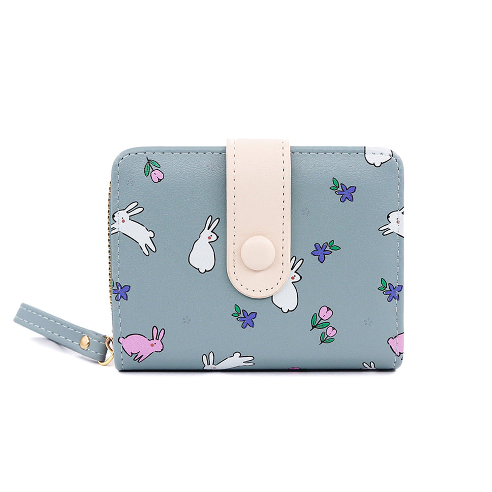 Women's Cute Rabbit Print Short Organ Hasp Document Ladies Wallet
