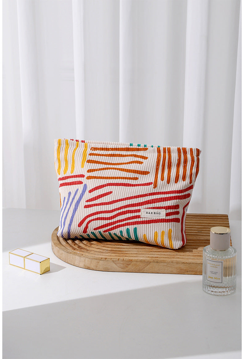 Floral Corduroy Portable Makeup Brush Storage Cosmetic Bags
