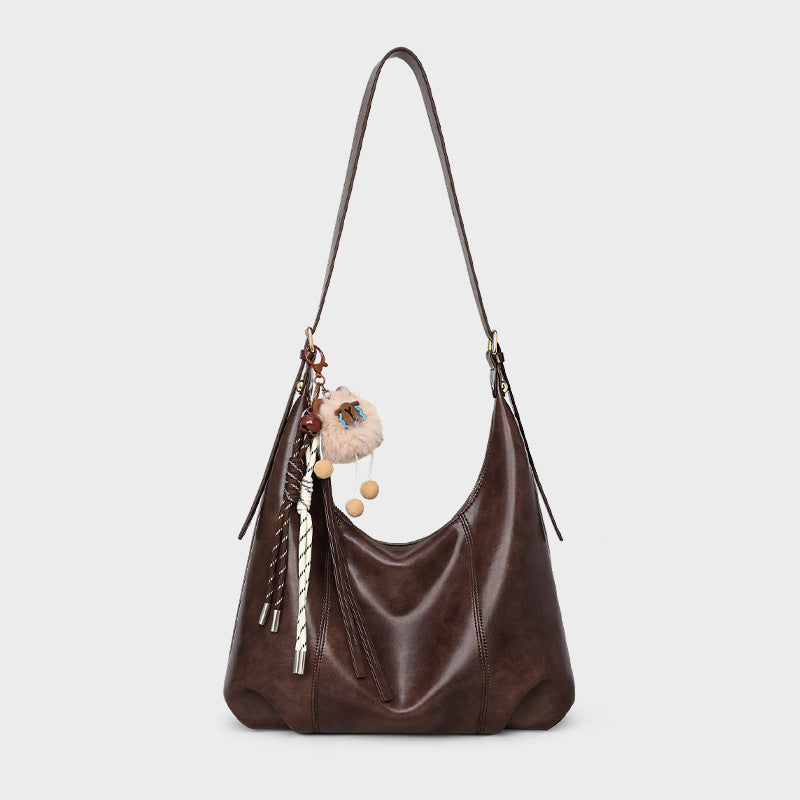 Women's Underarm Large Capacity Fuzzy Ball Pendant Bags