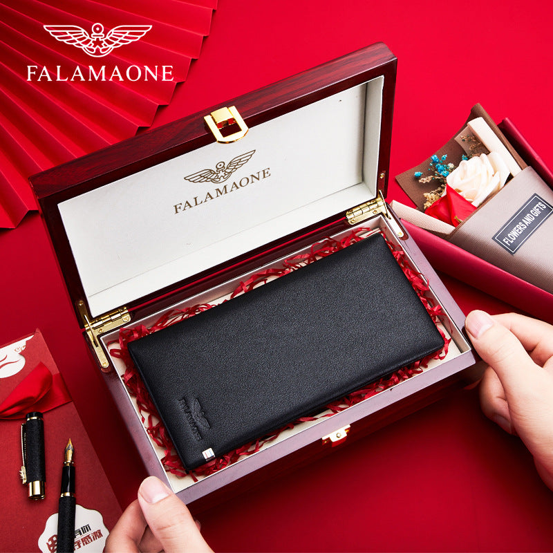 Men's Genuine Leather Fashion Long Business Husband Men's Wallet