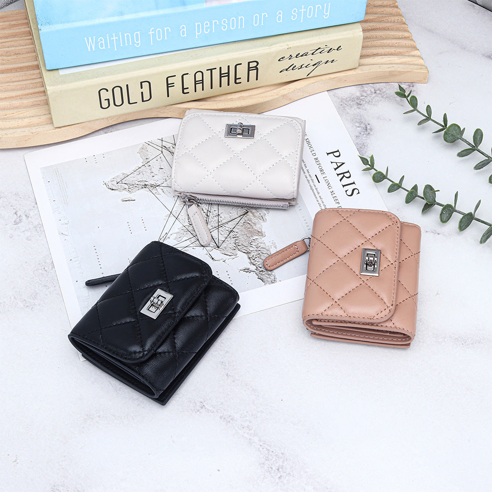 Genuine Leather Spring Short Sheepskin Banknote Ladies Wallet