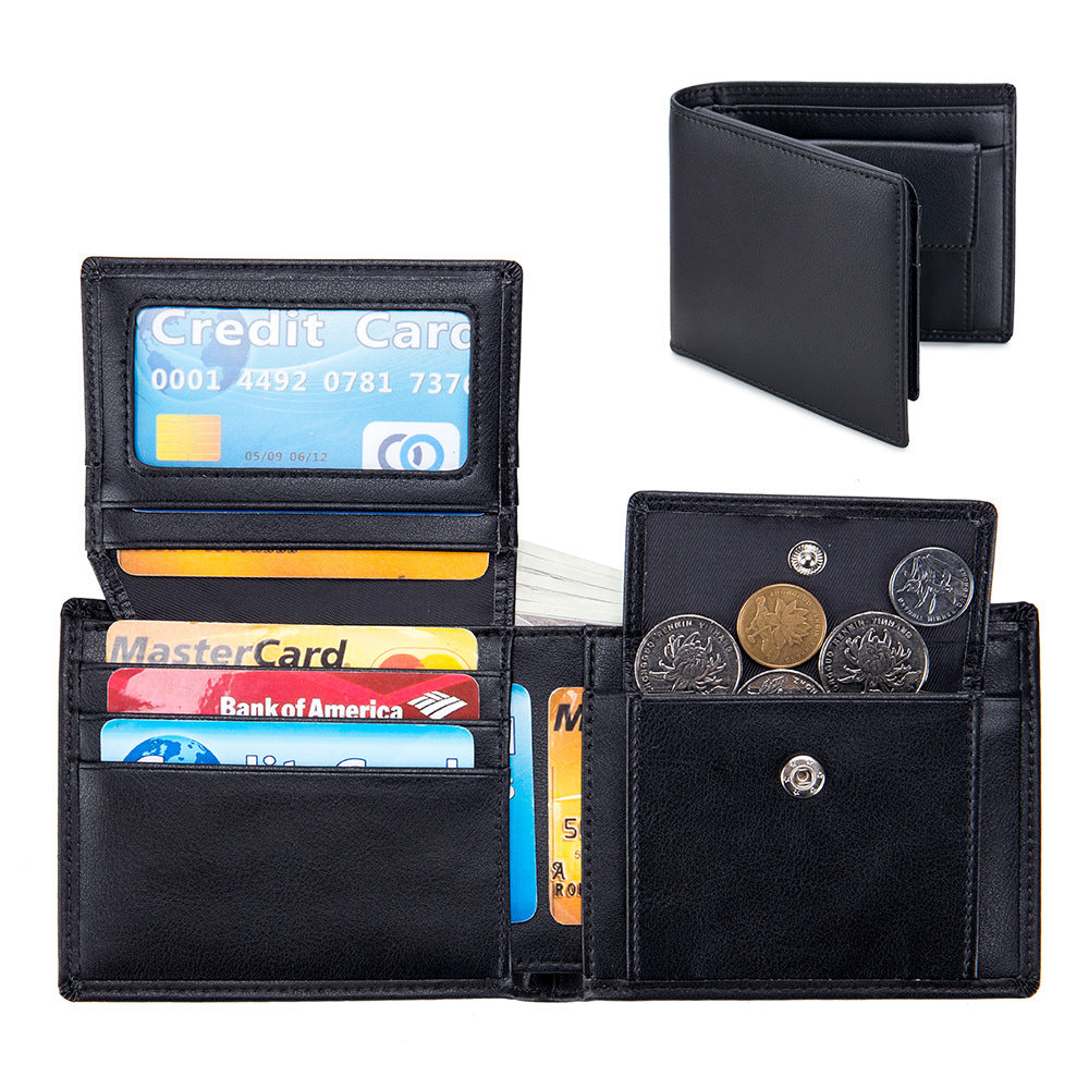 Men's Genuine Leather Short Soft Cowhide Trifold Men's Wallets
