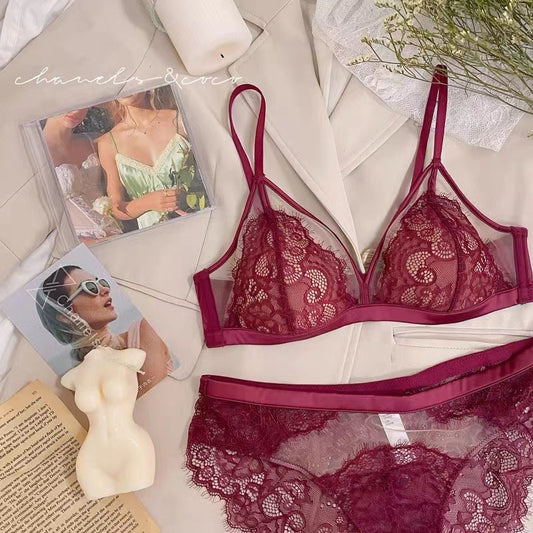 Women's Pure Desire Red Sexy Lace Strict Selection French Underwear Lingerie Sets