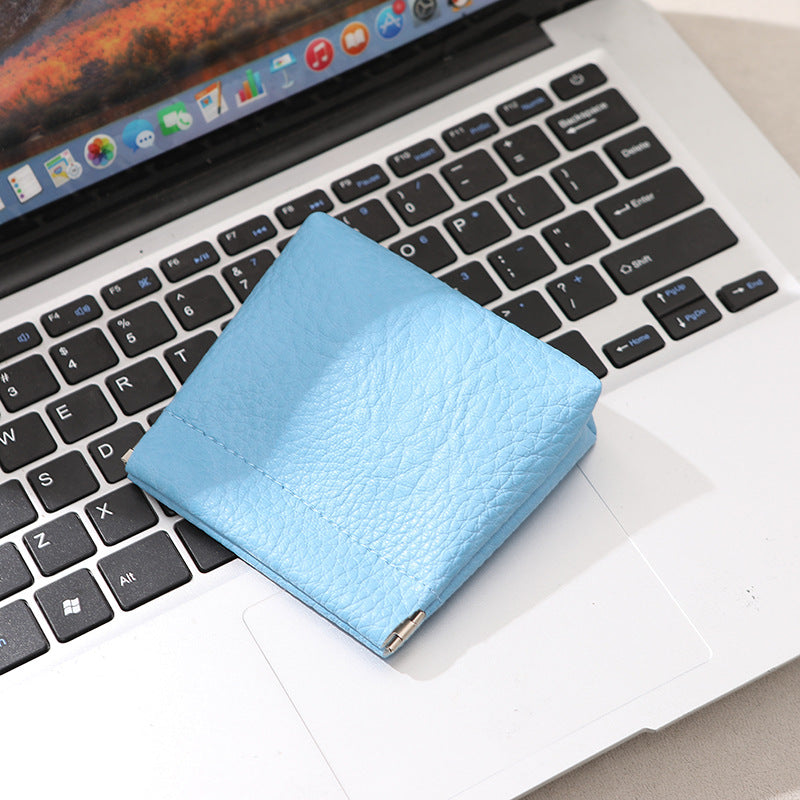 Unisex Imitation Leather Litchi Pattern Clip Mouth Pocket Coin Purses